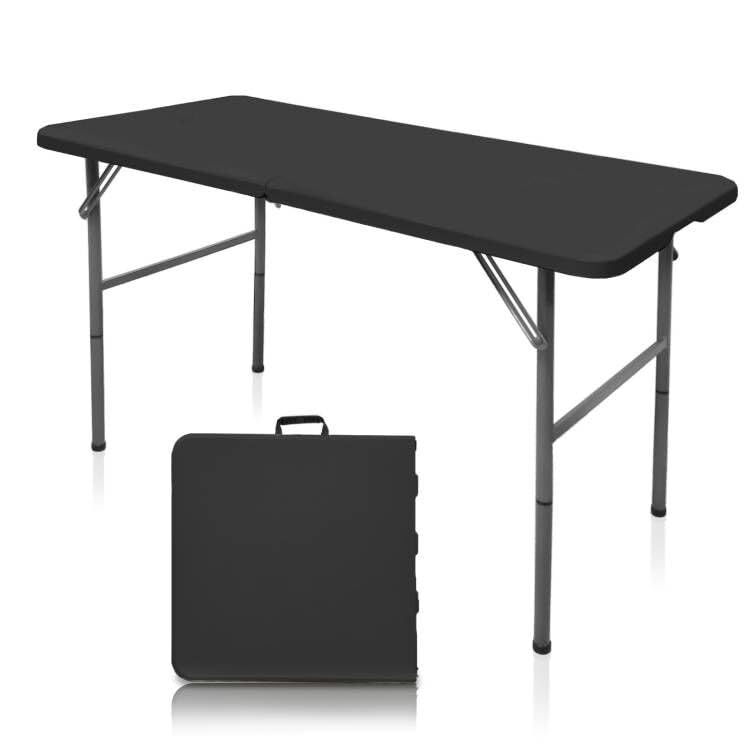 Gocamptoo Folding Table,4ft Indoor Outdoor Heavy Duty Portable Folding Square Plastic Dining Table w/Handle, Lock for Picnic, Party, Camping (4 FT) …