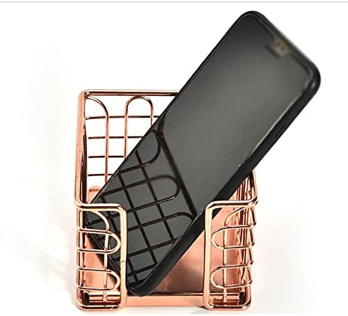 Metal Rose Gold Note Paper Stationery Box Home Office Desktop Storage Rack Pen Holder Organizer Decoration