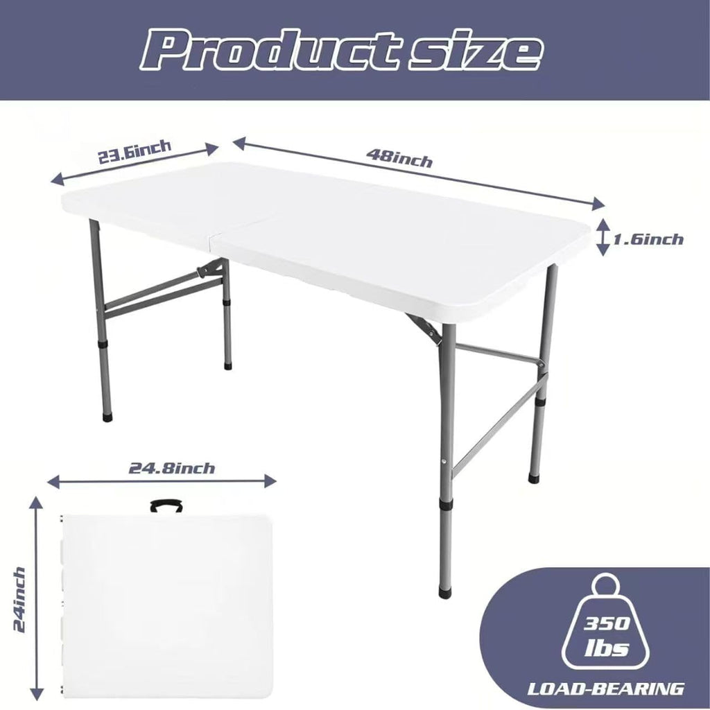 Camp Field 4FT Folding Table, Portable Heavy Duty Rectangular Folding Utility Table Quick Setup Indoor & Outdoor Table for Camping, Picnic, Parties & Events. (White, 4FT)