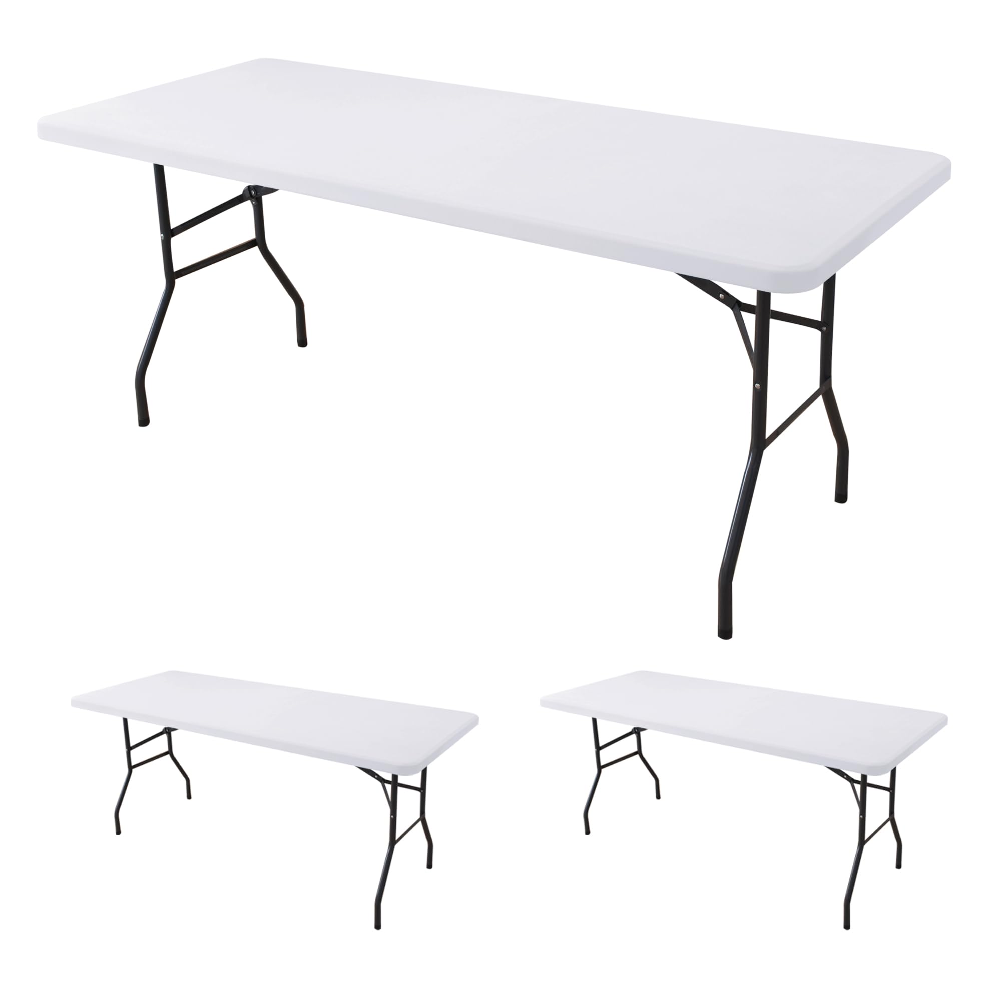 Fitted Tablecloth for 6 Foot Rectangle Tables-6 Pack Black Elastic Outdoor Picnic Table Cover-Spandex Stretch Folding Table Cloths 6 ft for Camping Dining Room Patio Kitchen Banquet Party