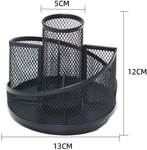 Rotating Pen Holder Mesh Pencil Cup Metal Desk Organizer Cosmetic Makeup Brush for Girl Women Bathroom Vanity