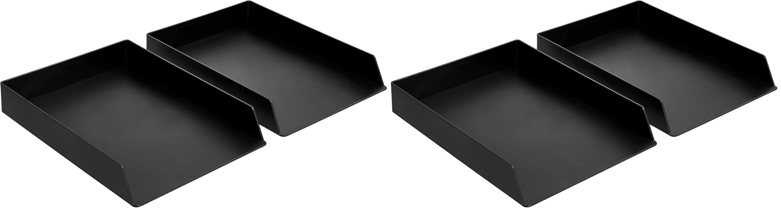 Amazon Basics Rectangular Plastic Desk Organizer, Letter Tray for Documents and Office Supplies, File Storage, Black, 12-Pack