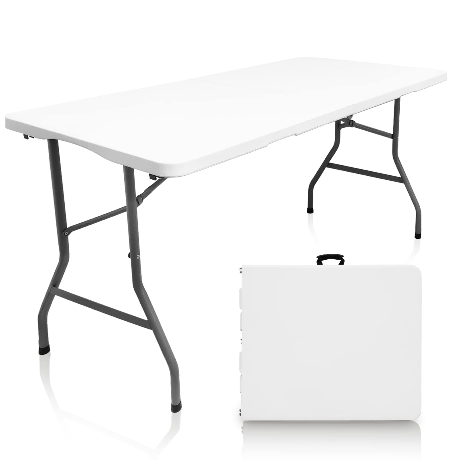 Plastic Folding Table, 5 FT Folding Table, Portable Tables for Dining Parties Card Picnic Camping
