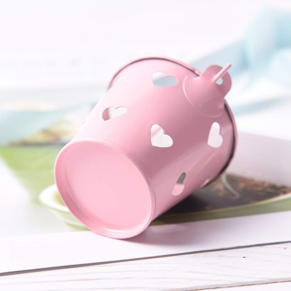 1pcs Hollow Heart Pen Pencil Holder Mini Metal Makeup Brush Storage Container Desk Organizer