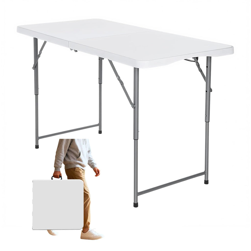 Folding Table 6ft Foldable Table with Built in Handle & Steel Legs / 6FT Heavy Duty Folding Portable,Perfect for Party, Dining Indoor/Outdoor Events, Tailgating & Backyard BBQ, Black