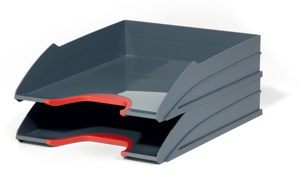 Durable VARICOLOR Gray Letter Tray - Set of 5 Stackable Color Coded Letter Trays - Letter Size Files - Perfect for Storing Documents and Paper Work