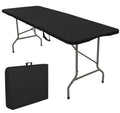 Set of 2 Folding Tables with Carrying Handle Lightweight Rectangular Portable Plastic Camping Table Steel Legs for Party, Dining, Wedding, Events, Picnic Indoor, Outdoor (5.85FT, White)