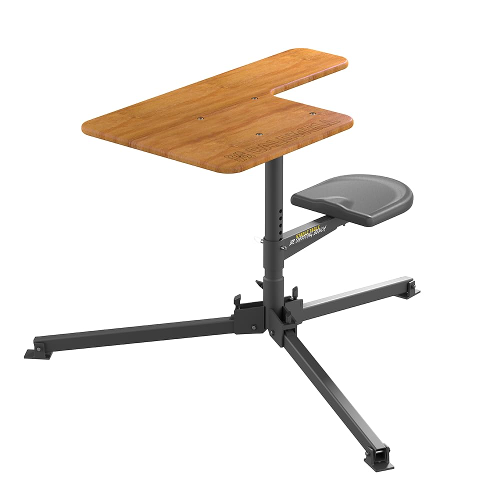 Caldwell Stable Table Lite with Weatherproof Tabletop, Ambidextrous Seat and Fully Collapsible Design for Easy Transport and Outdoor Target Shooting