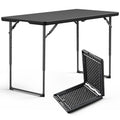 Folding Table, 4FT Foldable Picnic Table with Carrying Handle, Heavy Duty Fold-in-Half Portable Table for Weddings, Camping, RV Travel, Parties, BBQs, and Indoor Use, Easy to Fold and Store, Khaki