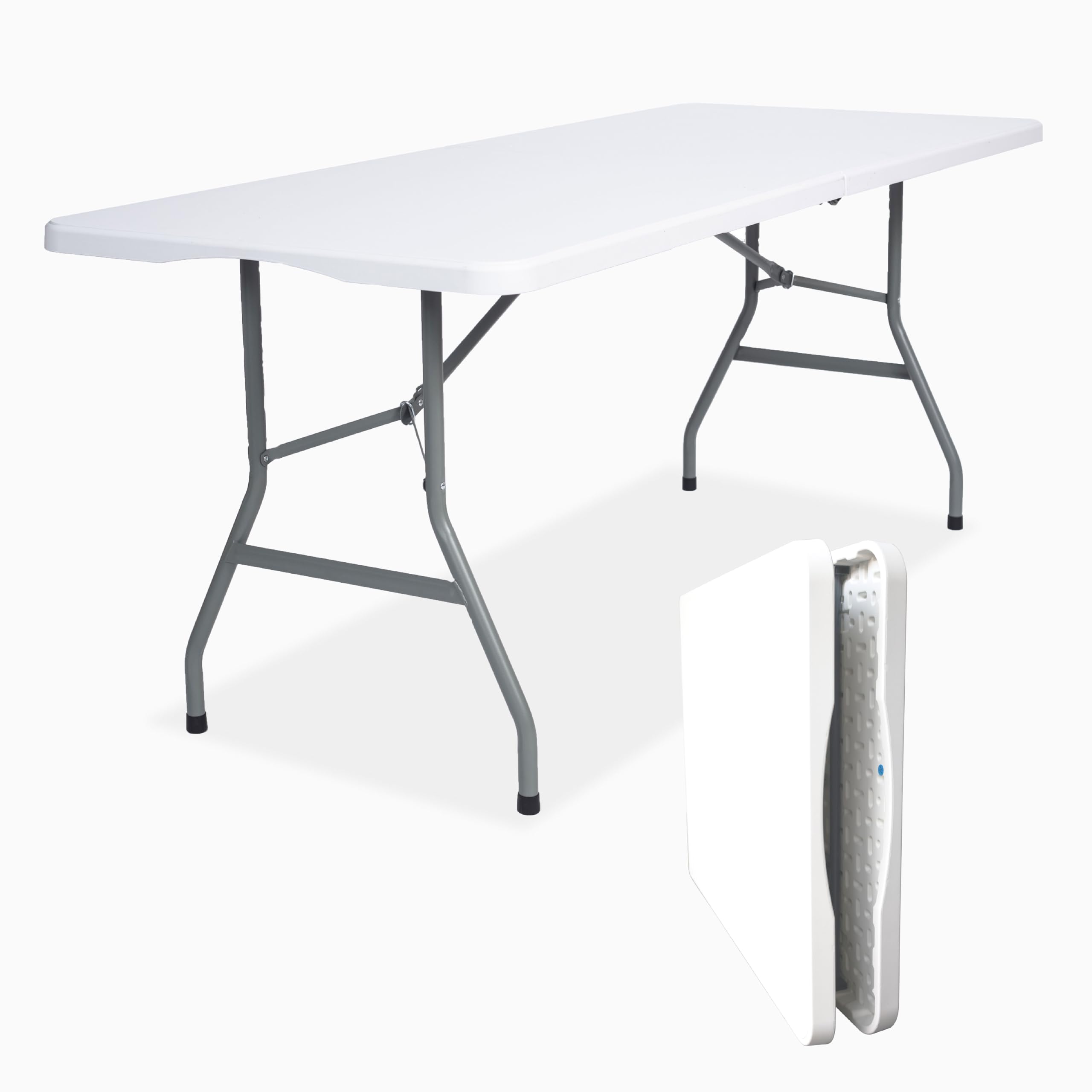 Folding Table 6ft Foldable Table with Built in Handle & Steel Legs / 6FT Heavy Duty Folding Portable,Perfect for Party, Dining Indoor/Outdoor Events, Tailgating & Backyard BBQ, Black