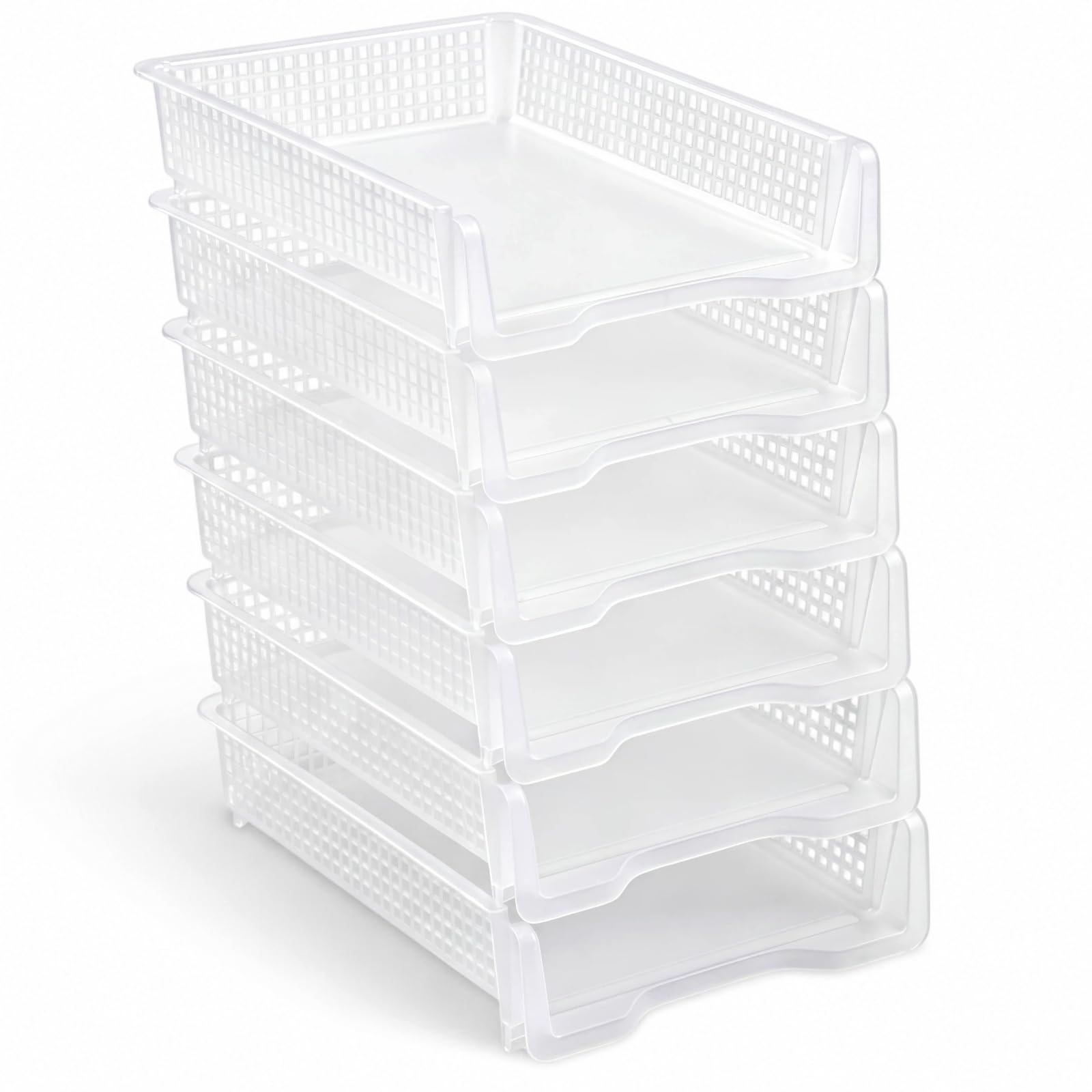 Geetery Set of 12 Plastic Trays for Teachers Turn in Trays Classroom Stackable Paper Tray Plastic Classroom Teachers Desk Letter Organizer Storage Baskets for Office, Desk, Home (Rainbow Color)