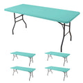 Fitted Tablecloth for 6 Foot Rectangle Tables-6 Pack Black Elastic Outdoor Picnic Table Cover-Spandex Stretch Folding Table Cloths 6 ft for Camping Dining Room Patio Kitchen Banquet Party