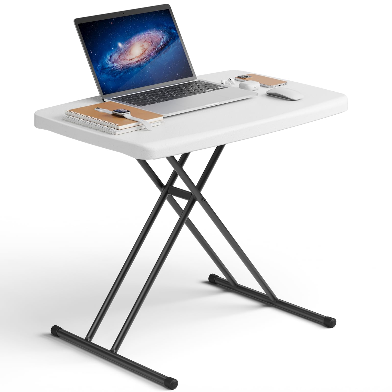Folding Table, 4FT Foldable Picnic Table with Carrying Handle, Heavy Duty Fold-in-Half Portable Table for Weddings, Camping, RV Travel, Parties, BBQs, and Indoor Use, Easy to Fold and Store, Khaki