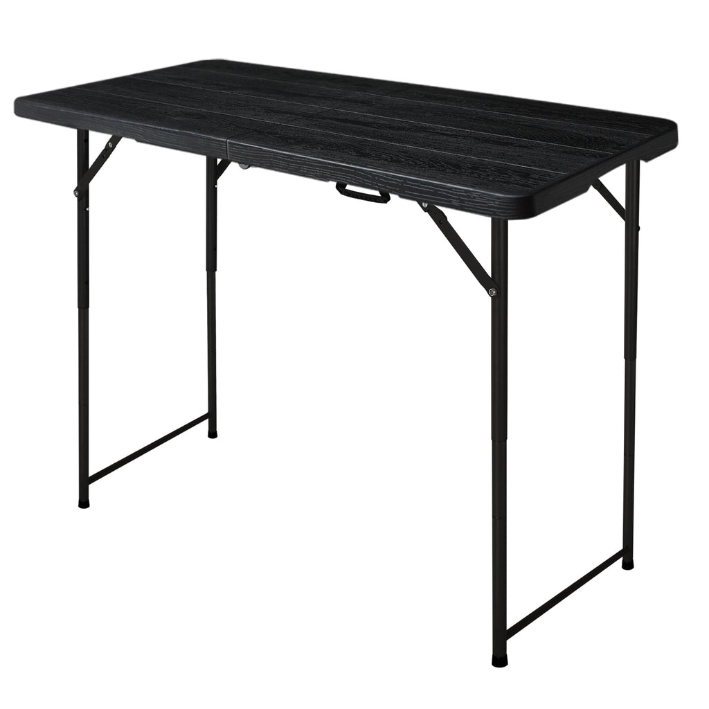 4ft Folding Table, Portable Fold-in-Half Adjustable Height Utility Table for Indoor/Outdoor Use, Durable HDPE & Steel, Stable & Lightweight, Multi-Purpose, White