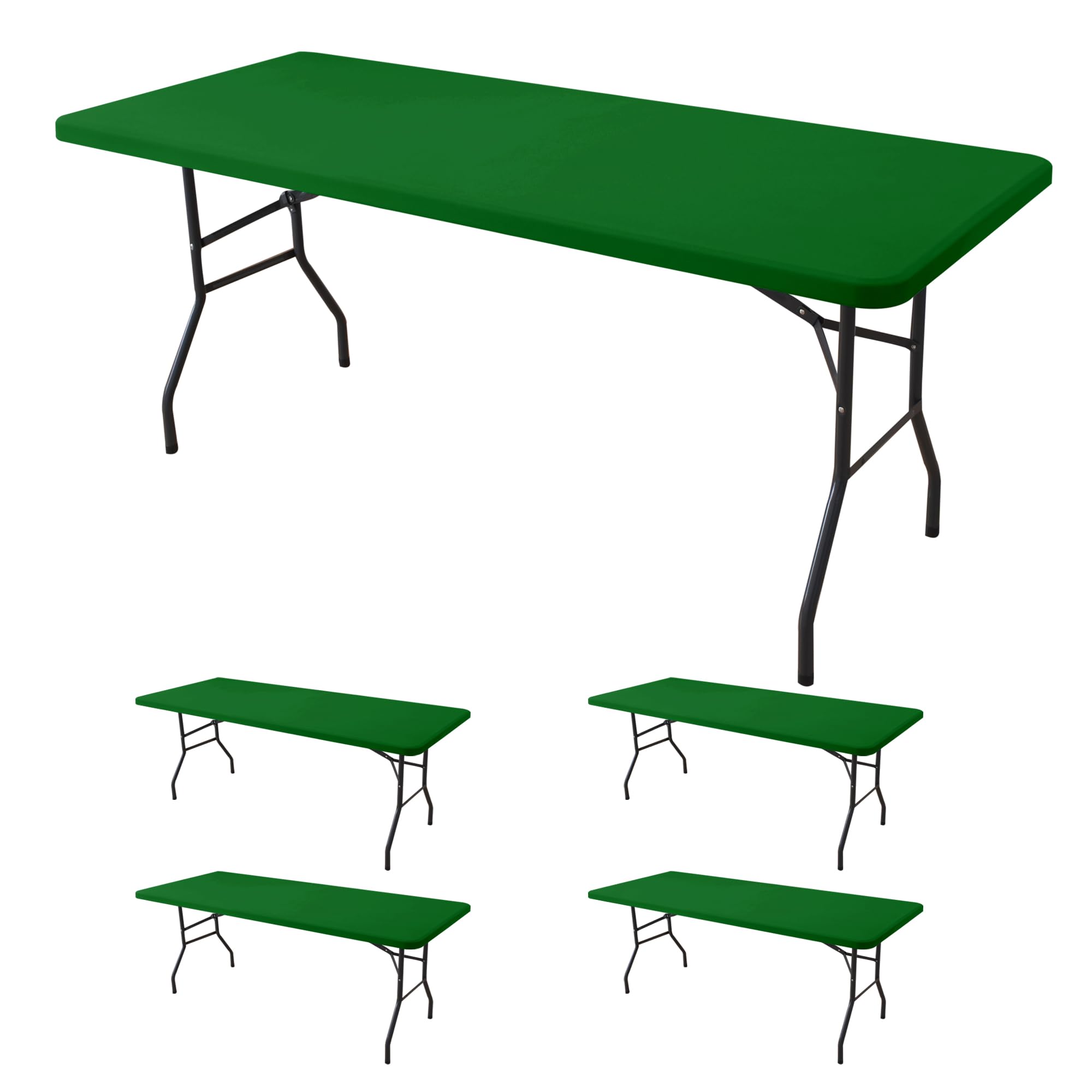 Fitted Tablecloth for 6 Foot Rectangle Tables-6 Pack Black Elastic Outdoor Picnic Table Cover-Spandex Stretch Folding Table Cloths 6 ft for Camping Dining Room Patio Kitchen Banquet Party