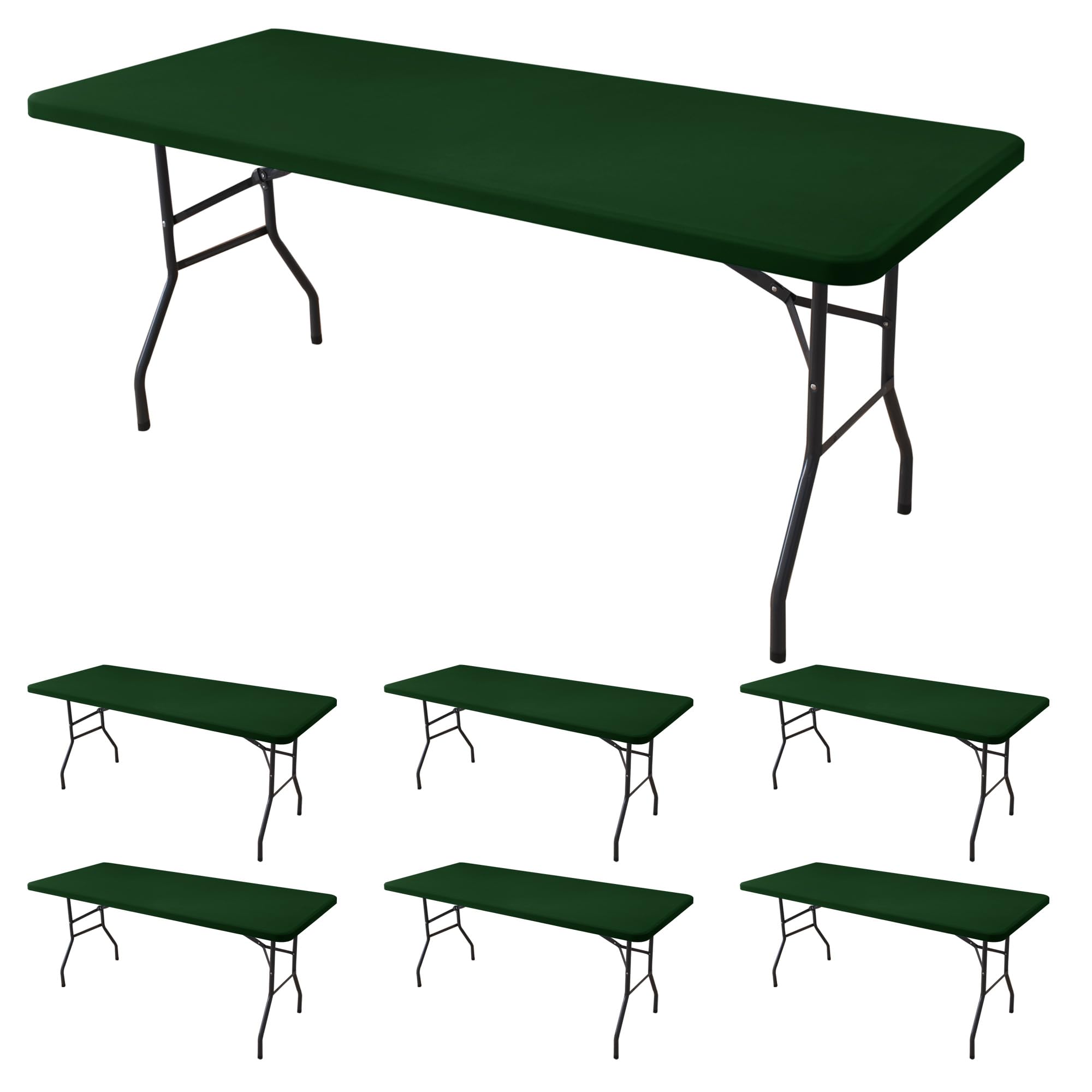 Fitted Tablecloth for 6 Foot Rectangle Tables-6 Pack Black Elastic Outdoor Picnic Table Cover-Spandex Stretch Folding Table Cloths 6 ft for Camping Dining Room Patio Kitchen Banquet Party