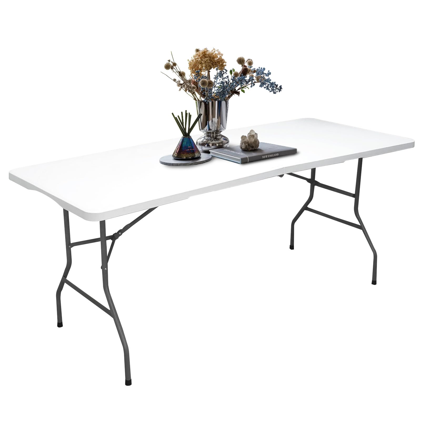 Camp Field 4FT Folding Table, Portable Heavy Duty Rectangular Folding Utility Table Quick Setup Indoor & Outdoor Table for Camping, Picnic, Parties & Events. (White, 4FT)