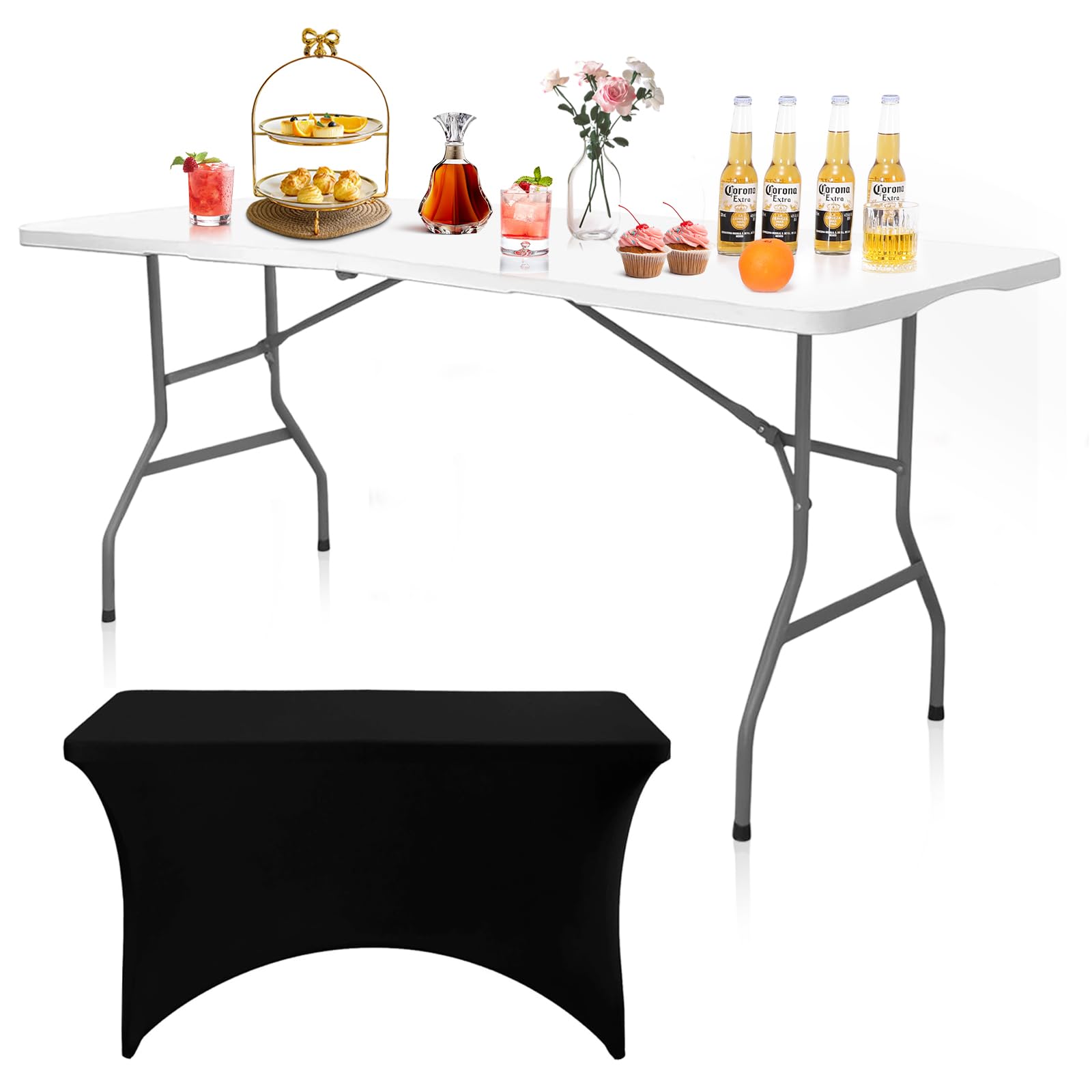 Camp Field 4FT Folding Table, Portable Heavy Duty Rectangular Folding Utility Table Quick Setup Indoor & Outdoor Table for Camping, Picnic, Parties & Events. (White, 4FT)