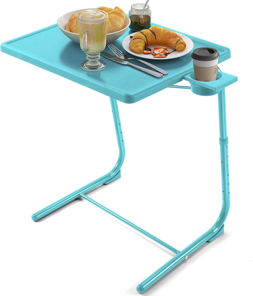 HUANUO Adjustable TV Tray Table - TV Dinner Tray on Bed & Sofa, Comfortable Folding Table with 6 Height & 3 Tilt Angle Adjustments (Black)