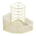 Rose Gold Mesh Pen Holder Triangular Metal Stationery Storage Rack 3 Compartments (Color : Gray, Size : 14.8x10cm) (Rose gold 14.8x10cm)