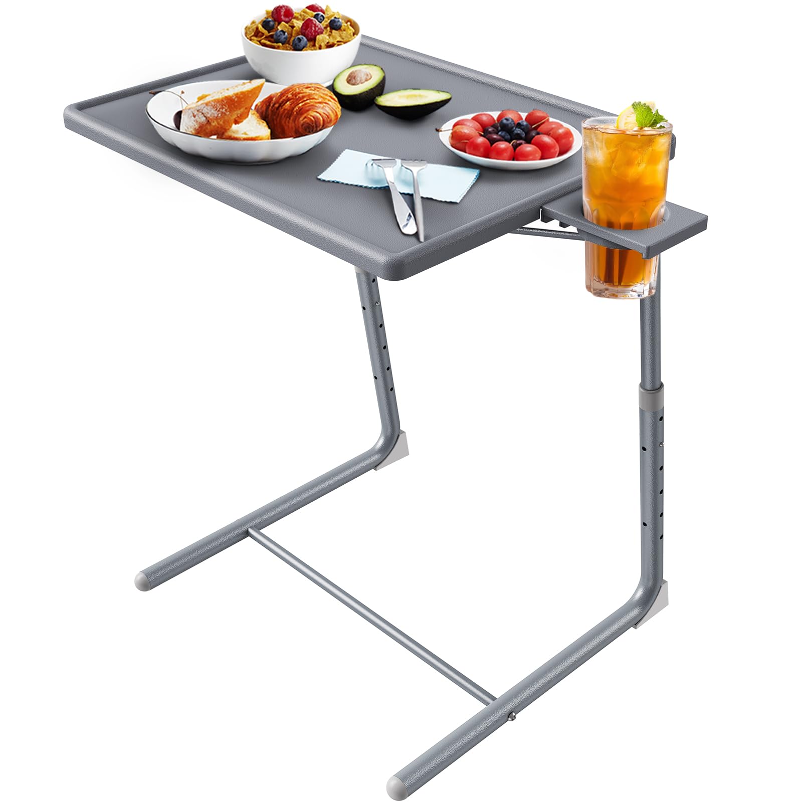 HUANUO Adjustable TV Tray Table - TV Dinner Tray on Bed & Sofa, Comfortable Folding Table with 6 Height & 3 Tilt Angle Adjustments (Black)