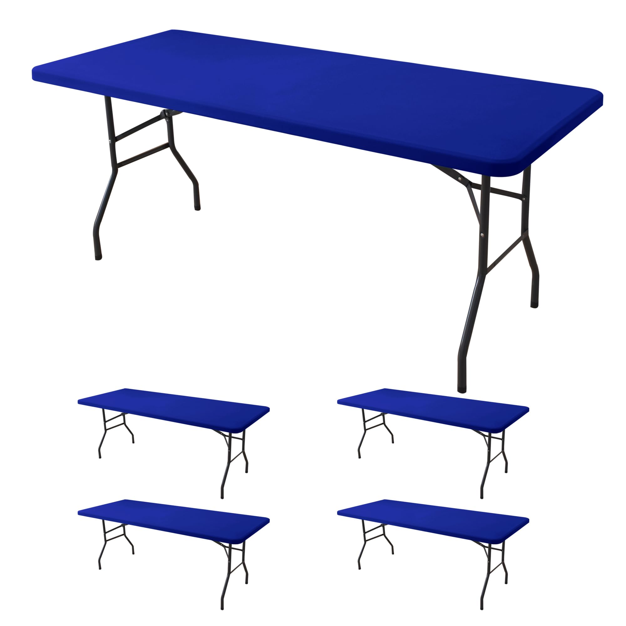 Fitted Tablecloth for 6 Foot Rectangle Tables-6 Pack Black Elastic Outdoor Picnic Table Cover-Spandex Stretch Folding Table Cloths 6 ft for Camping Dining Room Patio Kitchen Banquet Party