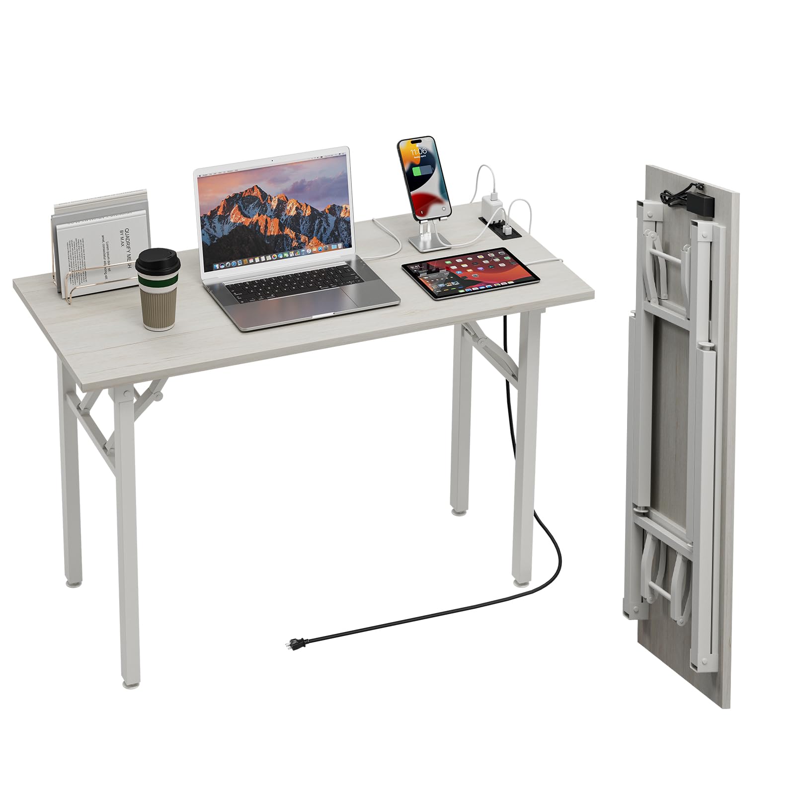 TEMI Small Computer Desk Folding Table - 35.8" Foldable Office Desk, No Assembly, Perfect for Small Spaces in Bedroom, Dorm, or Apartment, Portable Mini Desk or Study Table with Compact Design, Brown