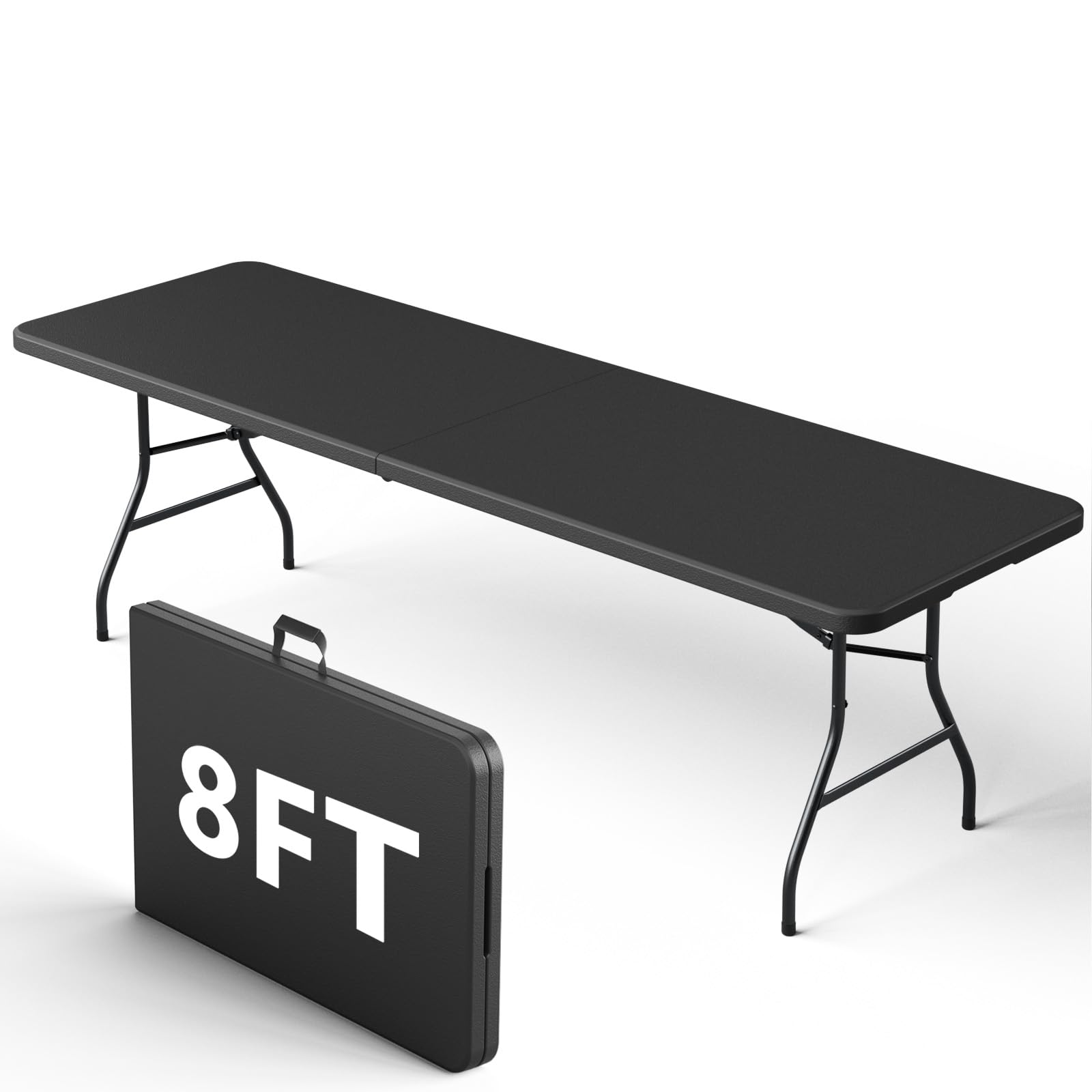 Folding Table, 4FT Foldable Picnic Table with Carrying Handle, Heavy Duty Fold-in-Half Portable Table for Weddings, Camping, RV Travel, Parties, BBQs, and Indoor Use, Easy to Fold and Store, Khaki