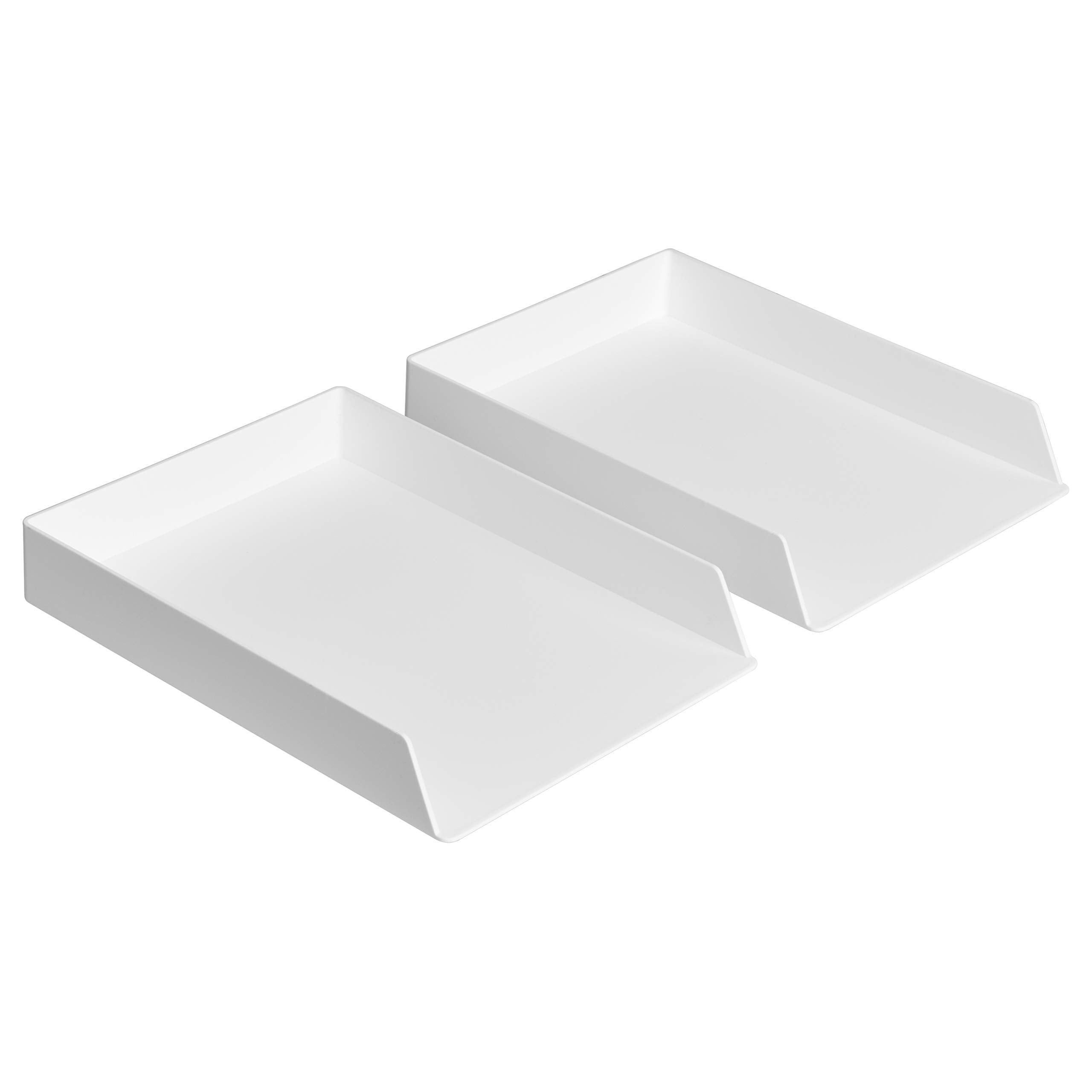 Amazon Basics Rectangular Plastic Desk Organizer, Letter Tray for Documents and Office Supplies, File Storage, Black, 12-Pack