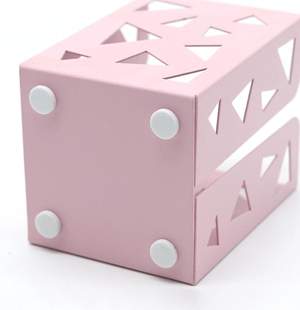 3Pcs Pink+White+Blue Hollow Pattern Metal Pen Pencil Pot Cup Holder Desk Container Organizer Makeup Brush Holder Gift for Office, Classroom, Home