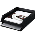 Wenqik 12 Pcs Stackable Paper Trays Rectangular Plastic Desk Holder Desktop Document File Organizer Storage Letter for Office Classroom (Black)