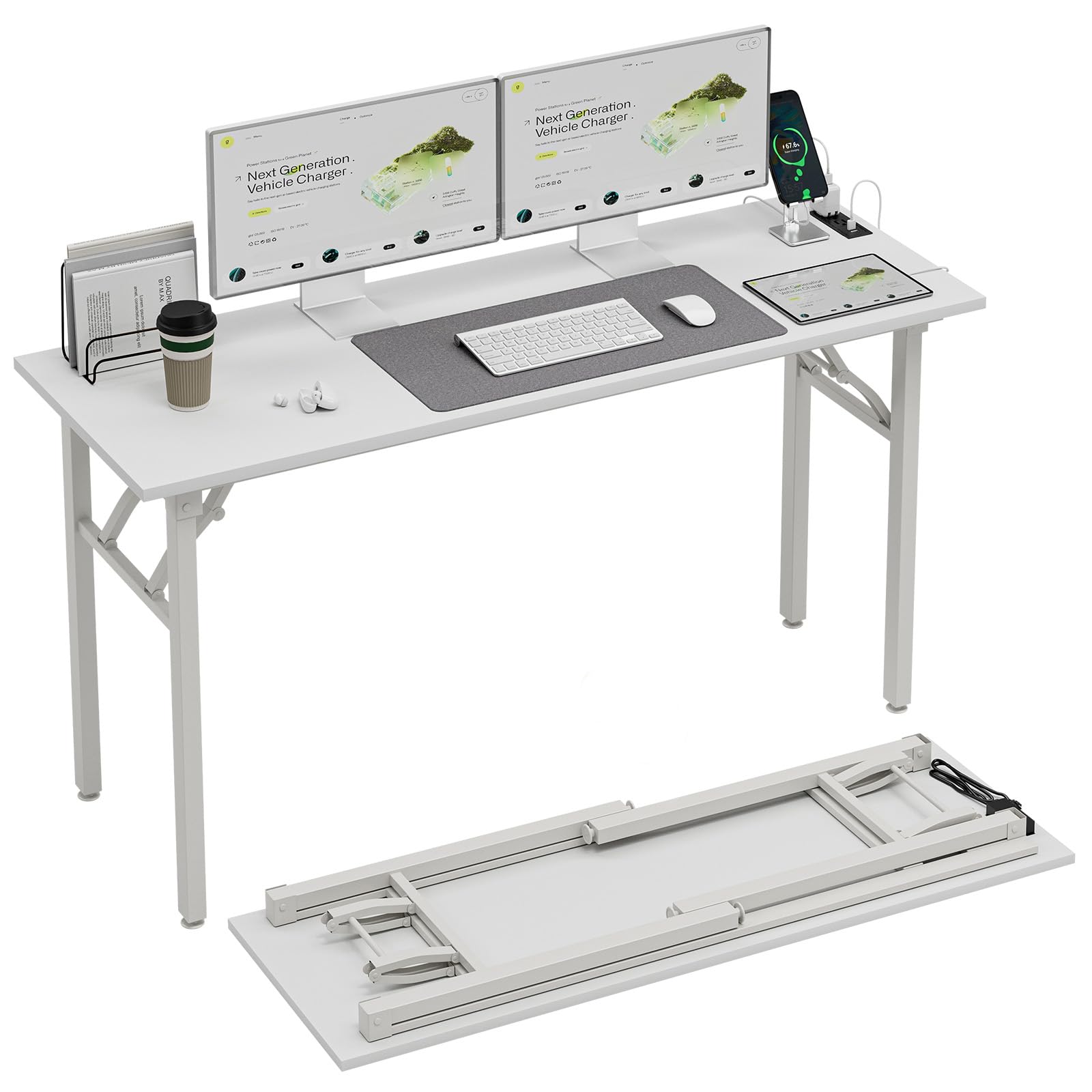 TEMI Small Computer Desk Folding Table - 35.8" Foldable Office Desk, No Assembly, Perfect for Small Spaces in Bedroom, Dorm, or Apartment, Portable Mini Desk or Study Table with Compact Design, Brown