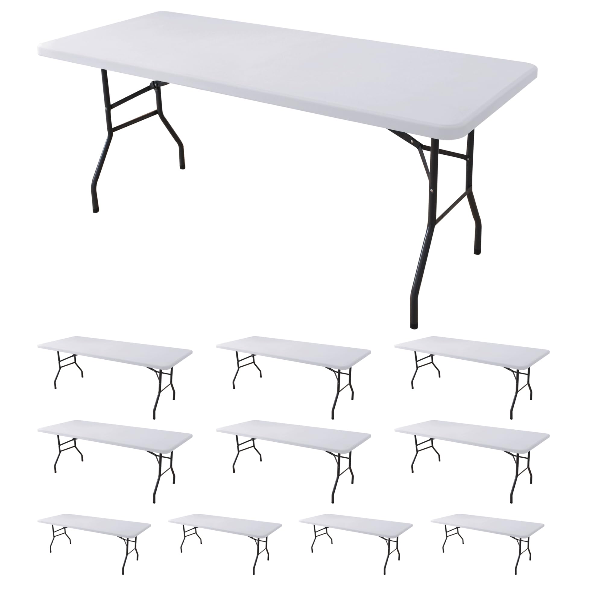 Fitted Tablecloth for 6 Foot Rectangle Tables-6 Pack Black Elastic Outdoor Picnic Table Cover-Spandex Stretch Folding Table Cloths 6 ft for Camping Dining Room Patio Kitchen Banquet Party