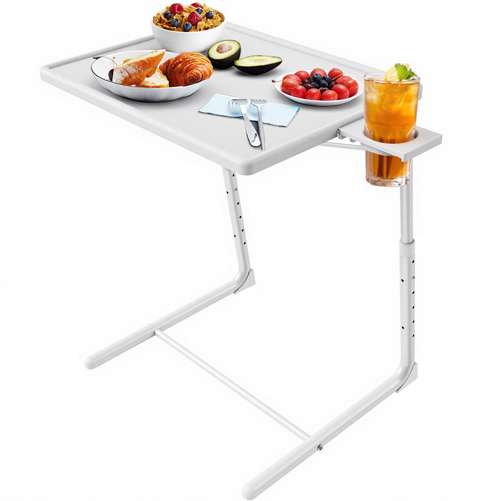 HUANUO Adjustable TV Tray Table - TV Dinner Tray on Bed & Sofa, Comfortable Folding Table with 6 Height & 3 Tilt Angle Adjustments (Black)