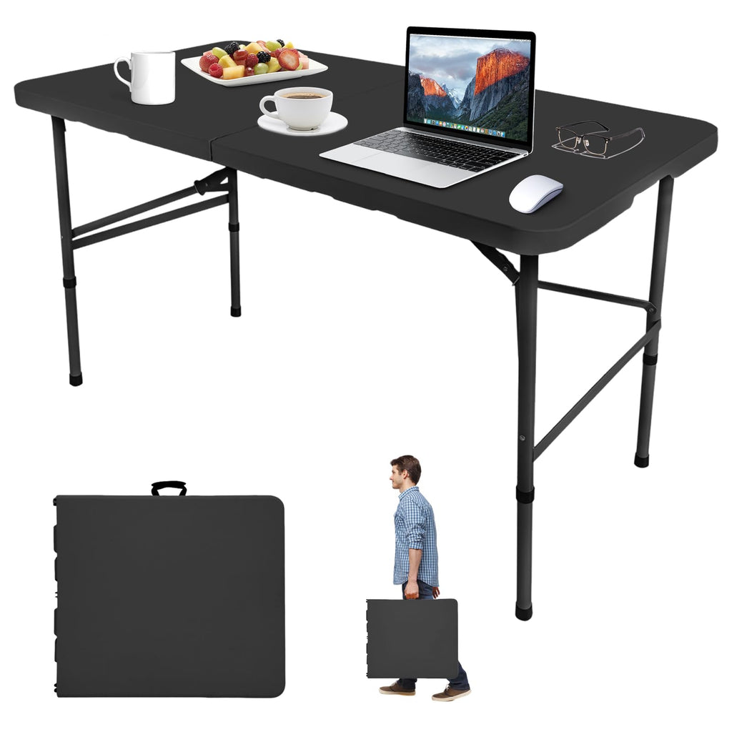 Camp Field 4FT Folding Table, Portable Heavy Duty Rectangular Folding Utility Table Quick Setup Indoor & Outdoor Table for Camping, Picnic, Parties & Events. (White, 4FT)