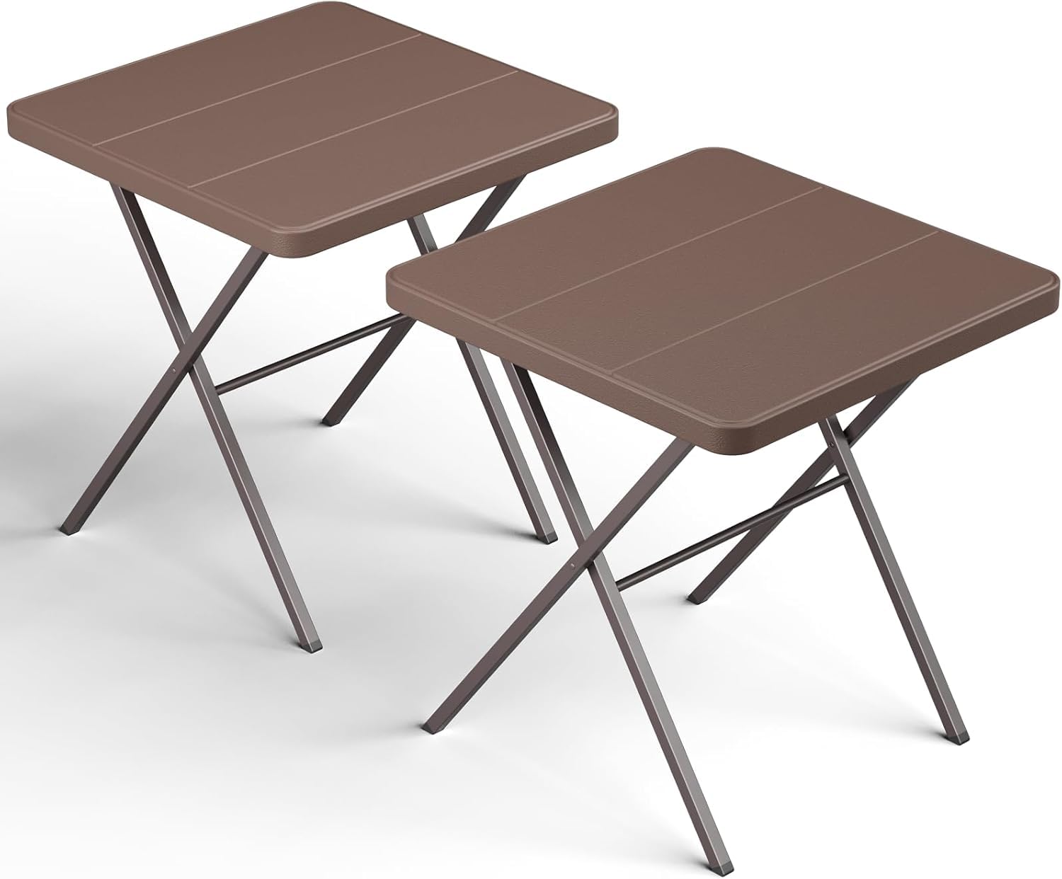Folding Table, 4FT Foldable Picnic Table with Carrying Handle, Heavy Duty Fold-in-Half Portable Table for Weddings, Camping, RV Travel, Parties, BBQs, and Indoor Use, Easy to Fold and Store, Khaki