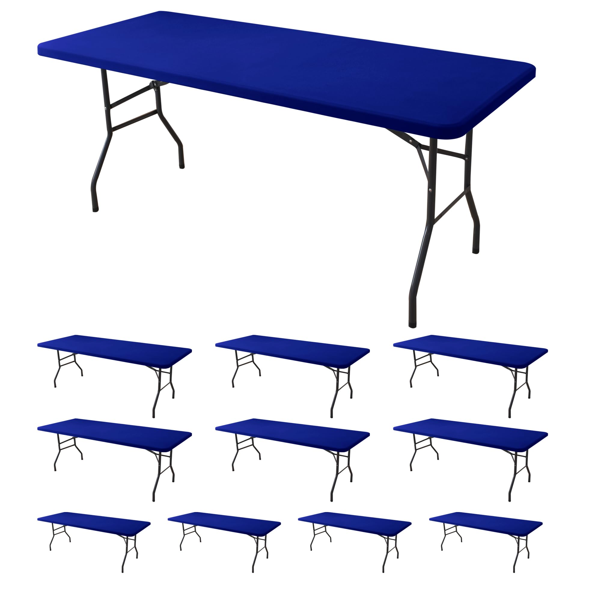 Fitted Tablecloth for 6 Foot Rectangle Tables-6 Pack Black Elastic Outdoor Picnic Table Cover-Spandex Stretch Folding Table Cloths 6 ft for Camping Dining Room Patio Kitchen Banquet Party