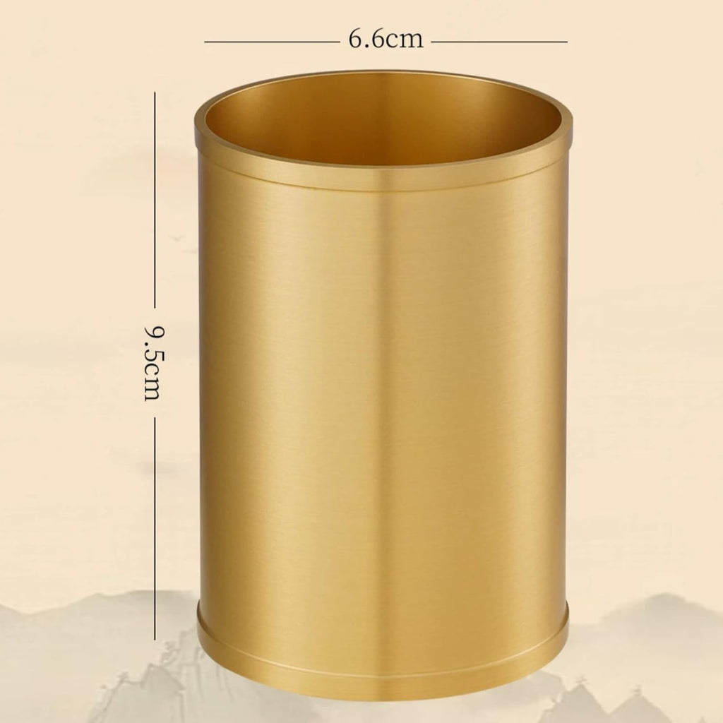 Pure Brass Pen Holder Office Tabletop, 9.5cm 3.7in, Metal Chinese Style Mao Pen Holder
