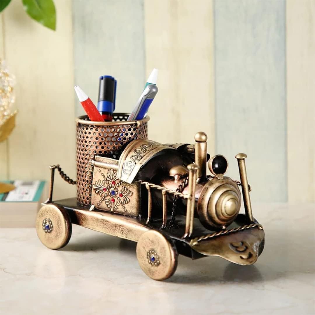 Multipurpose Decorative Metal Train Engine Pen Pencil Stand Holder,Table/Desk Organizer for Home & Office
