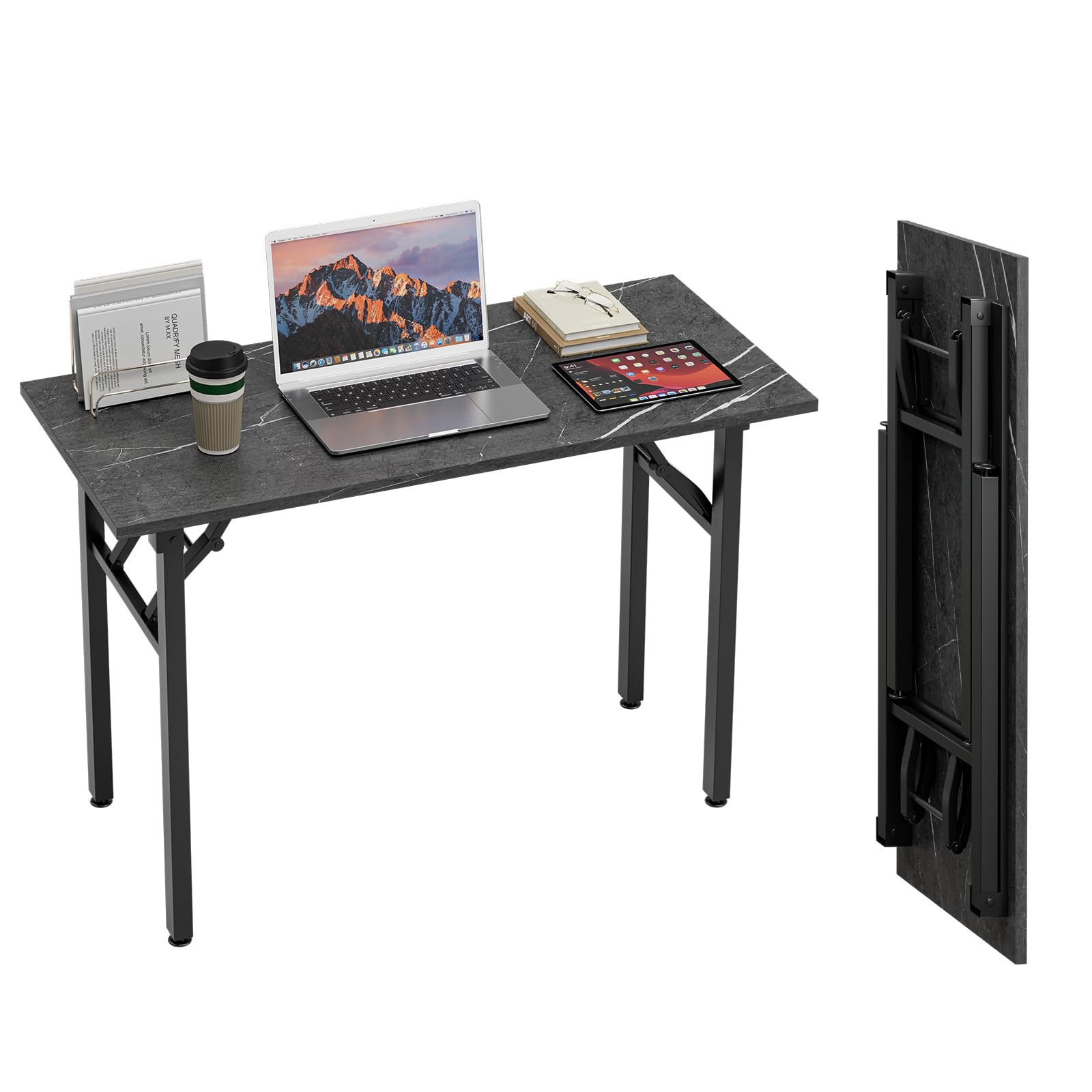 TEMI Small Computer Desk Folding Table - 35.8" Foldable Office Desk, No Assembly, Perfect for Small Spaces in Bedroom, Dorm, or Apartment, Portable Mini Desk or Study Table with Compact Design, Brown