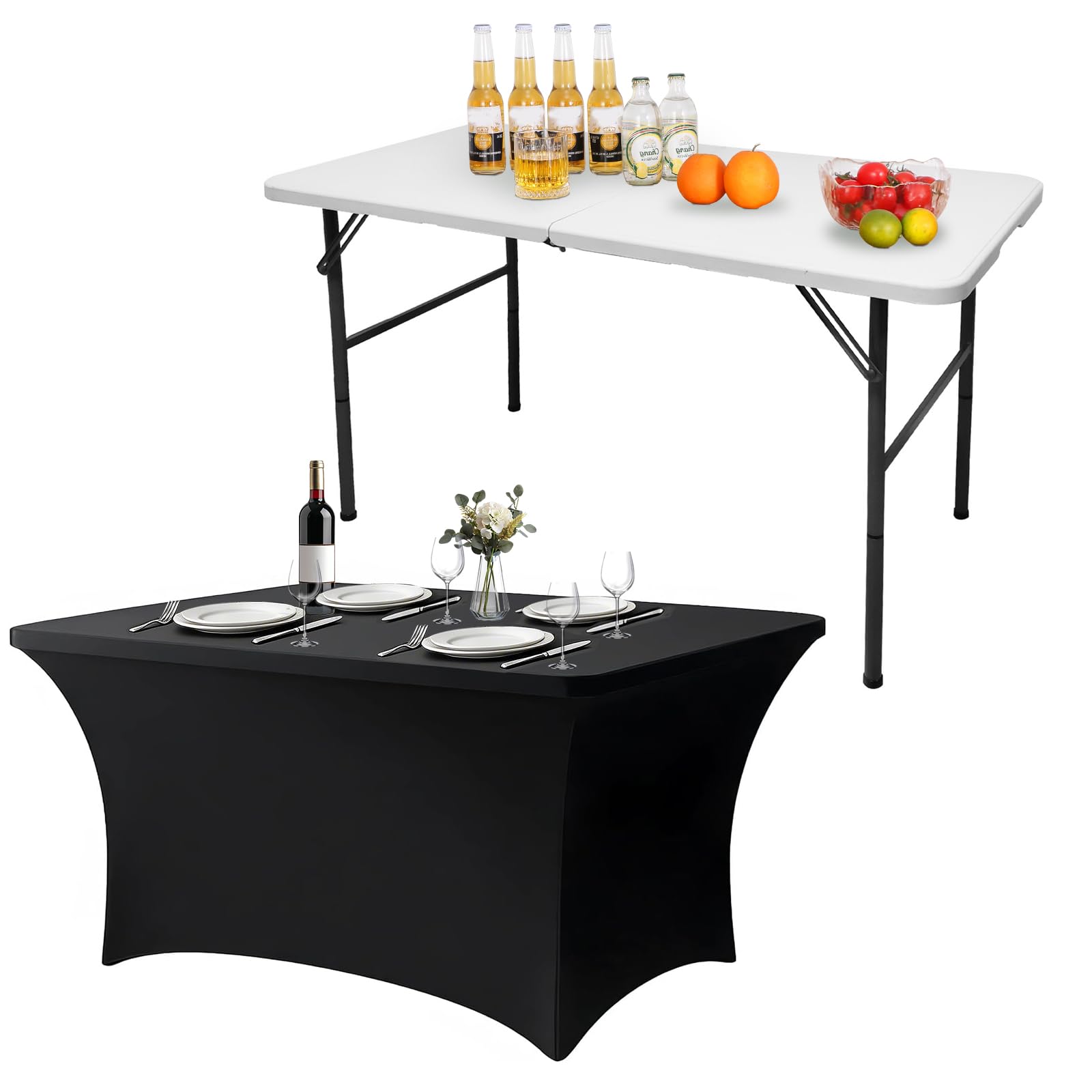 Camp Field 4FT Folding Table, Portable Heavy Duty Rectangular Folding Utility Table Quick Setup Indoor & Outdoor Table for Camping, Picnic, Parties & Events. (White, 4FT)
