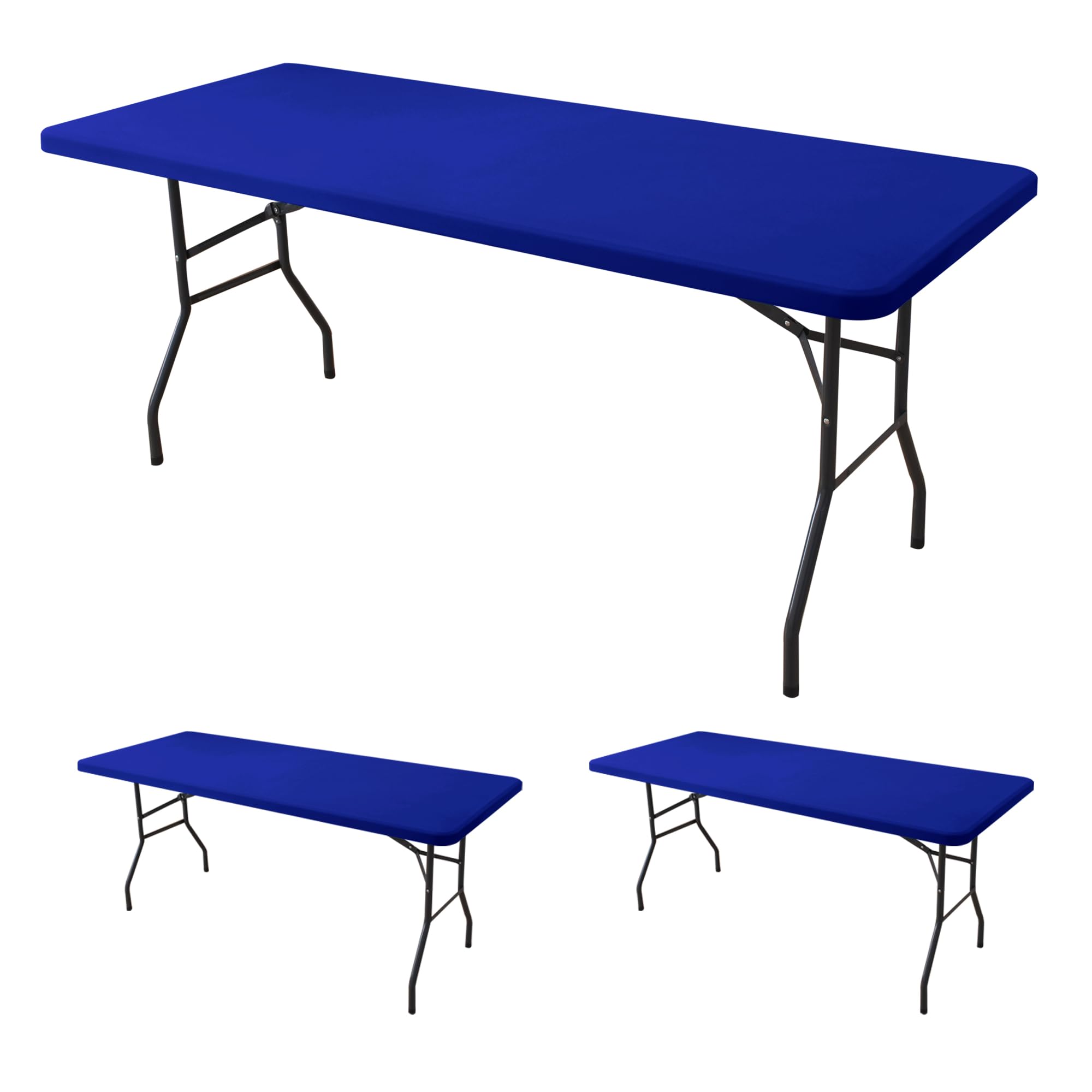 Fitted Tablecloth for 6 Foot Rectangle Tables-6 Pack Black Elastic Outdoor Picnic Table Cover-Spandex Stretch Folding Table Cloths 6 ft for Camping Dining Room Patio Kitchen Banquet Party