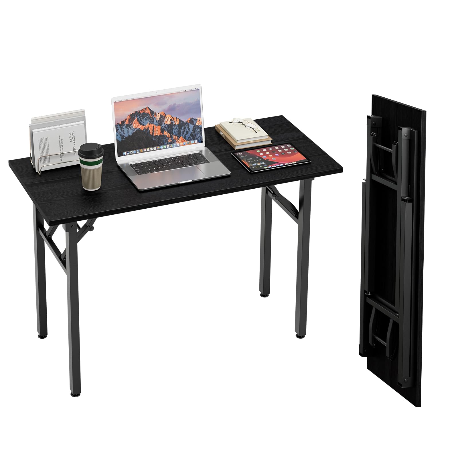 TEMI Small Computer Desk Folding Table - 35.8" Foldable Office Desk, No Assembly, Perfect for Small Spaces in Bedroom, Dorm, or Apartment, Portable Mini Desk or Study Table with Compact Design, Brown