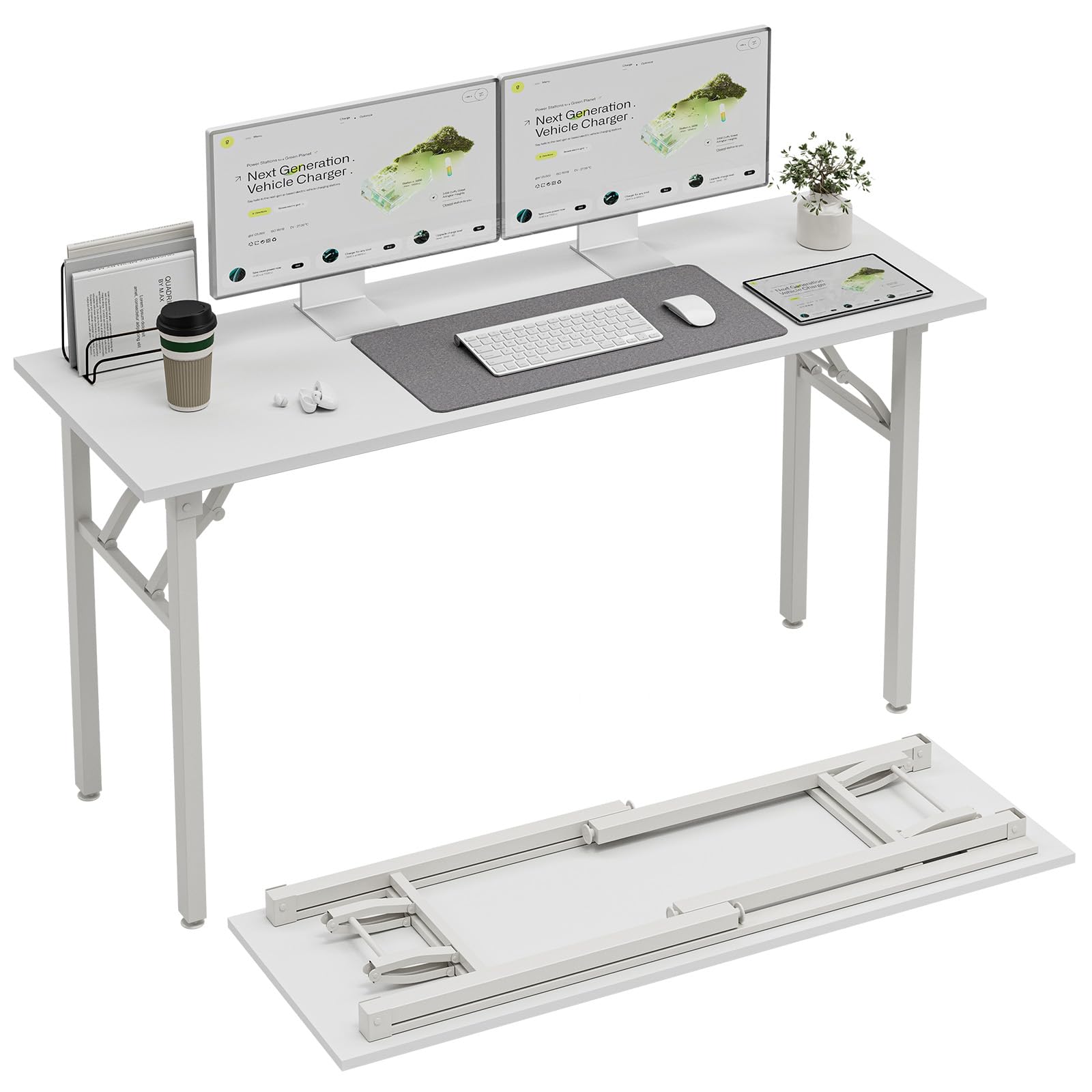 TEMI Small Computer Desk Folding Table - 35.8" Foldable Office Desk, No Assembly, Perfect for Small Spaces in Bedroom, Dorm, or Apartment, Portable Mini Desk or Study Table with Compact Design, Brown
