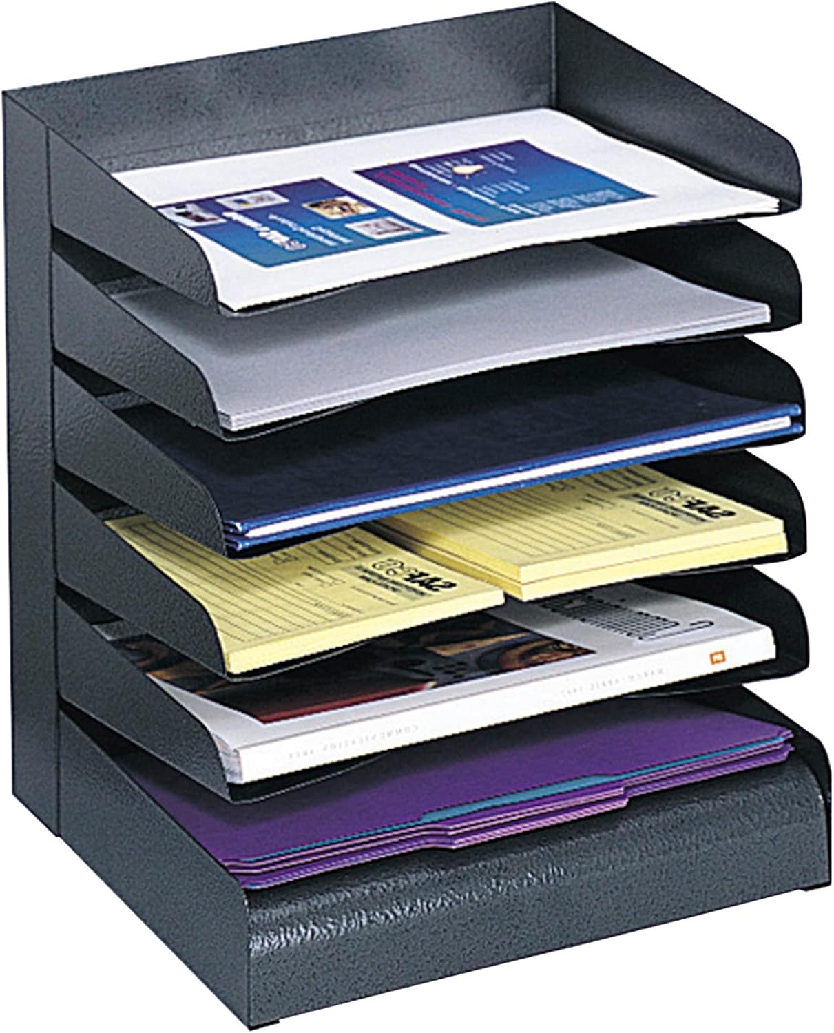 Safco 3127BL Steel Desk Organizer Tray Sorter with 5 Shelves, Black
