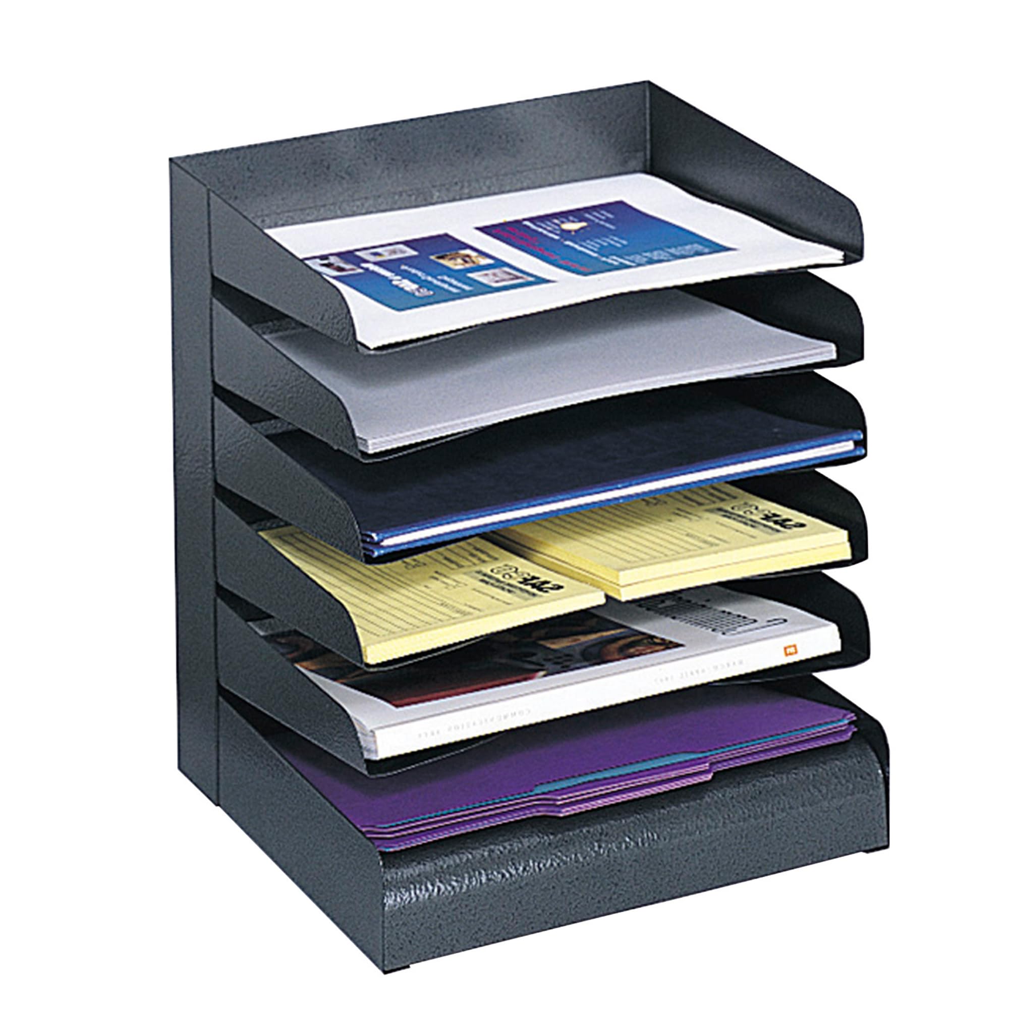 Safco 3127BL Steel Desk Organizer Tray Sorter with 5 Shelves, Black