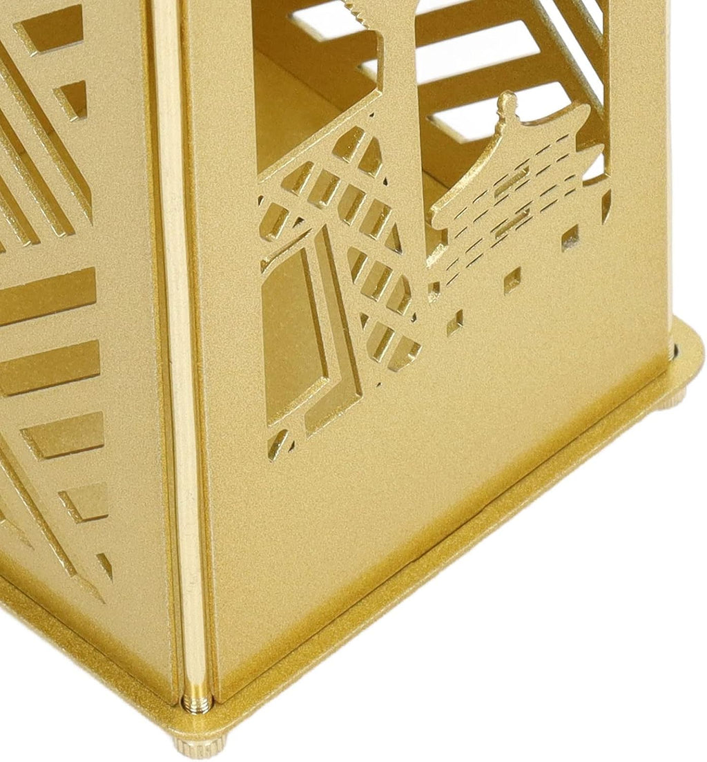 Pilipane Metal Assembled Pen Holder Gold Plating DIY Quadrate Surfaces Innovative Unique Pen Holder for Home Office School Desktop Storage Organizer