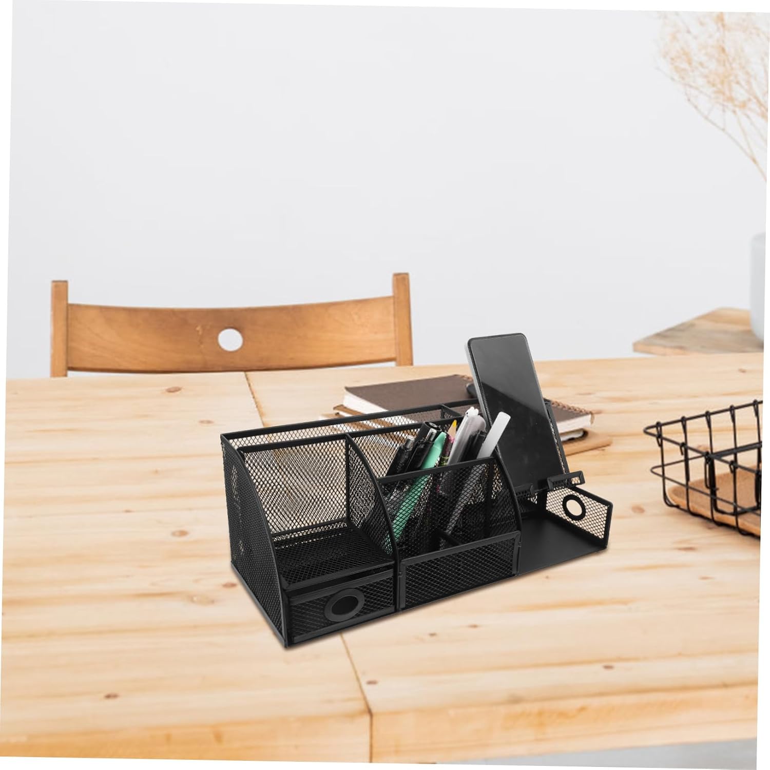 NUOBESTY Metal Pen Holder Office Desk Organizer Large Storage Box for Stationery Desktop Makeup Organizer