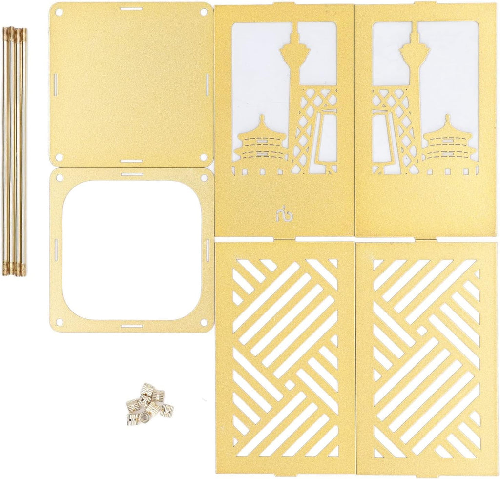 Pilipane Metal Assembled Pen Holder Gold Plating DIY Quadrate Surfaces Innovative Unique Pen Holder for Home Office School Desktop Storage Organizer