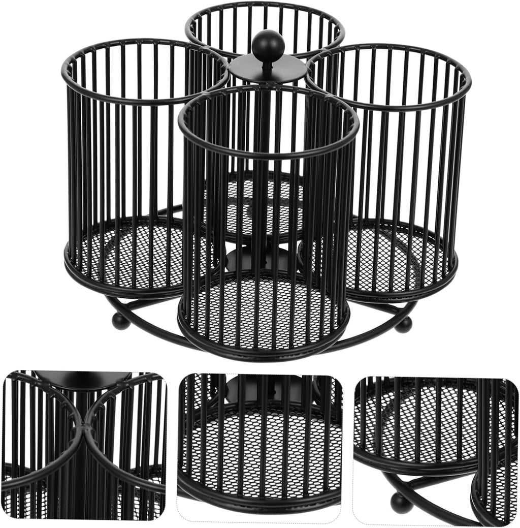 KICHOUSE Rotating Metal Pen Holder for Desk Multi-functional Makeup Organizer Iron Storage for Home Office and School Use
